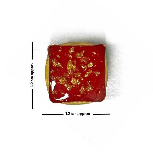 Red Color Square Fancy Buttons Set Of 10